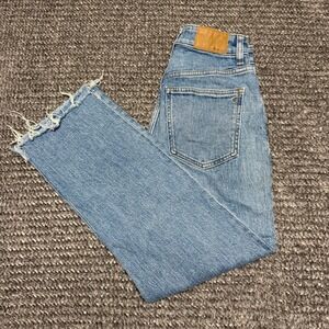 Madewell Womens Jeans Size 25 Curvy 90s Straight Blue Raw Hem High Rise